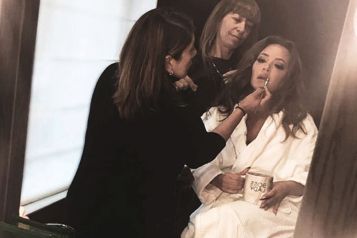 Leah Remini with makeup team